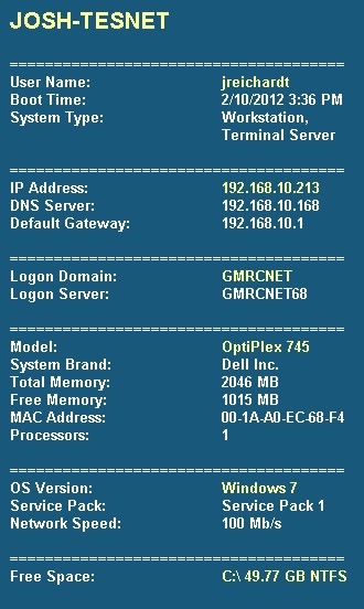 Automate BGInfo System Information